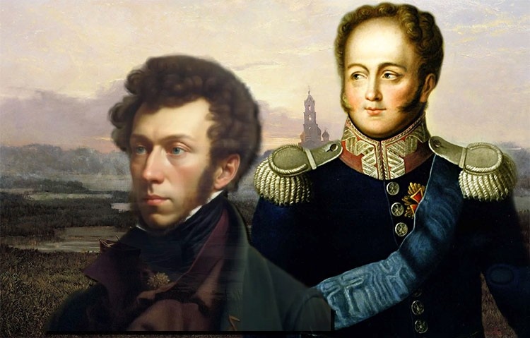 Фотоколлаж автора. Пушкин и Александр Первый.