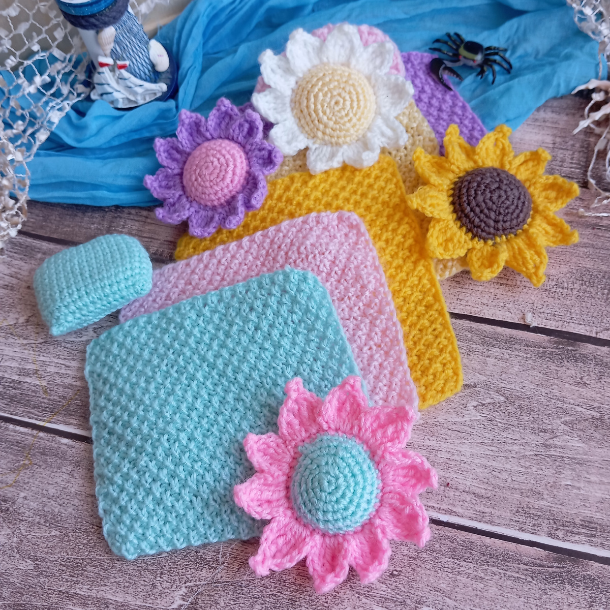 Цветочки, квадратики - вязать их одно удовольствие! 