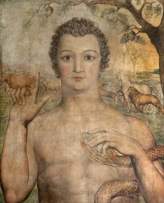 "Адам, дающий названия зверям", Уильям Блейк, 1810 г.