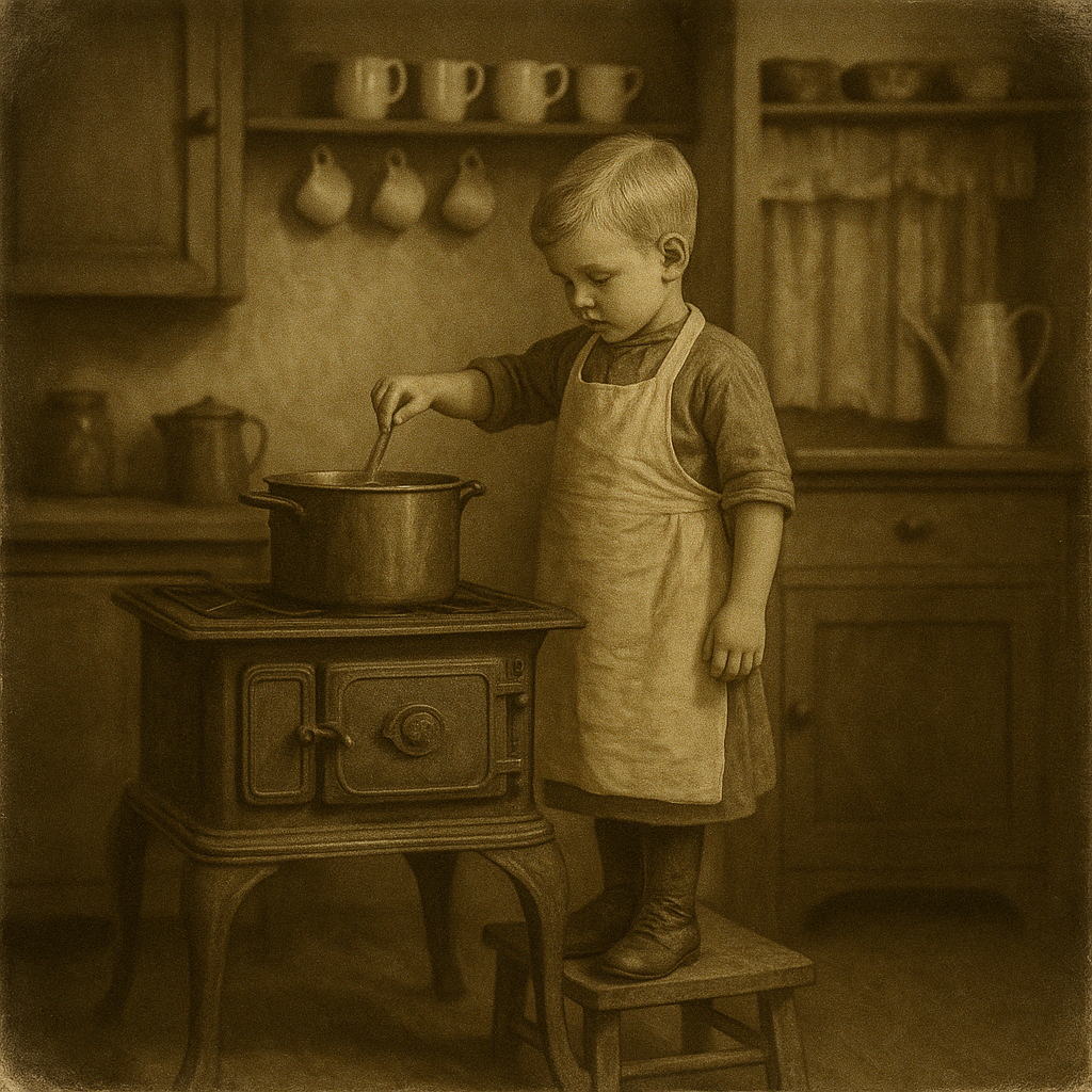 Маленький Харланд Сандерс у плиты. Именно с домашних блюд для семьи начался путь к созданию легендарной курицы KFC.