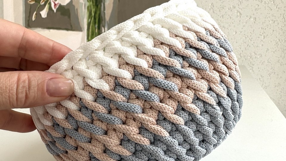 Корзины из шнура крючком