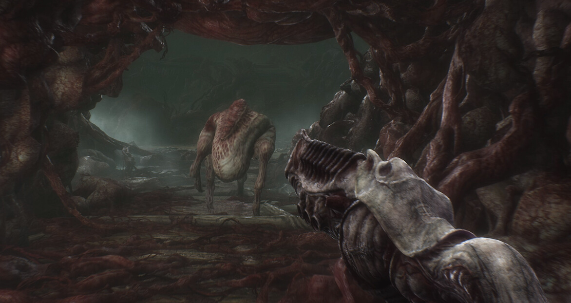 Геймплей в Scorn в целом есть, но он как будто "прилагается" к декорациям