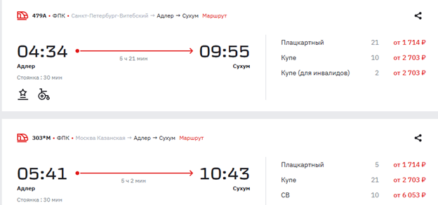 информация с сайта РЖД