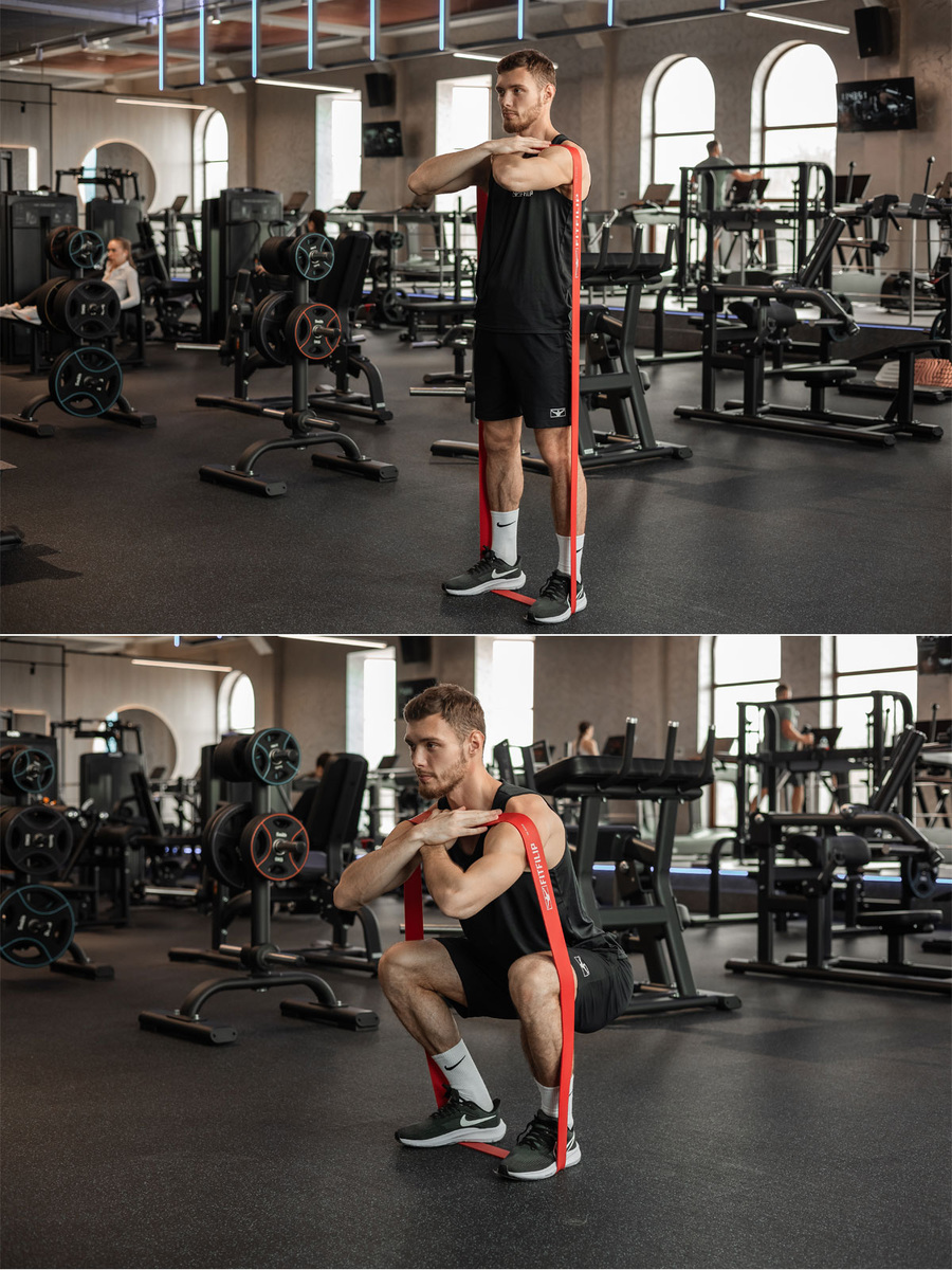 Приседания с фитнес-резинками