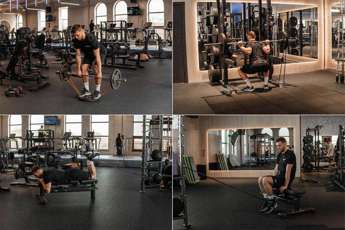 Становая тяга и разгибания ног с резинками для фитнеса