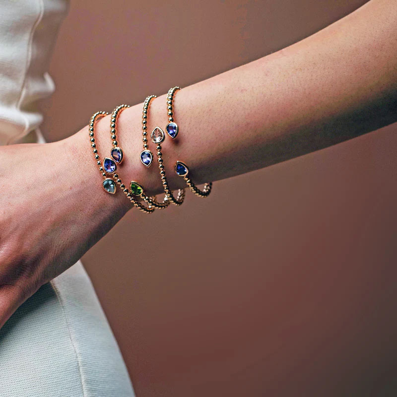 Браслеты Casato Boutique Paris из розового золота с танзанитом, перидотом, аквамарином и морганитом