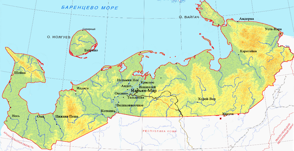 Рис. 1. Ненецкий автономный округ.