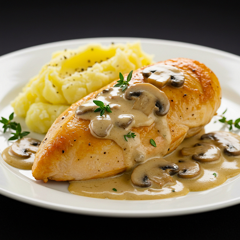 Сочная куриная грудка в сливочно-грибном соусе