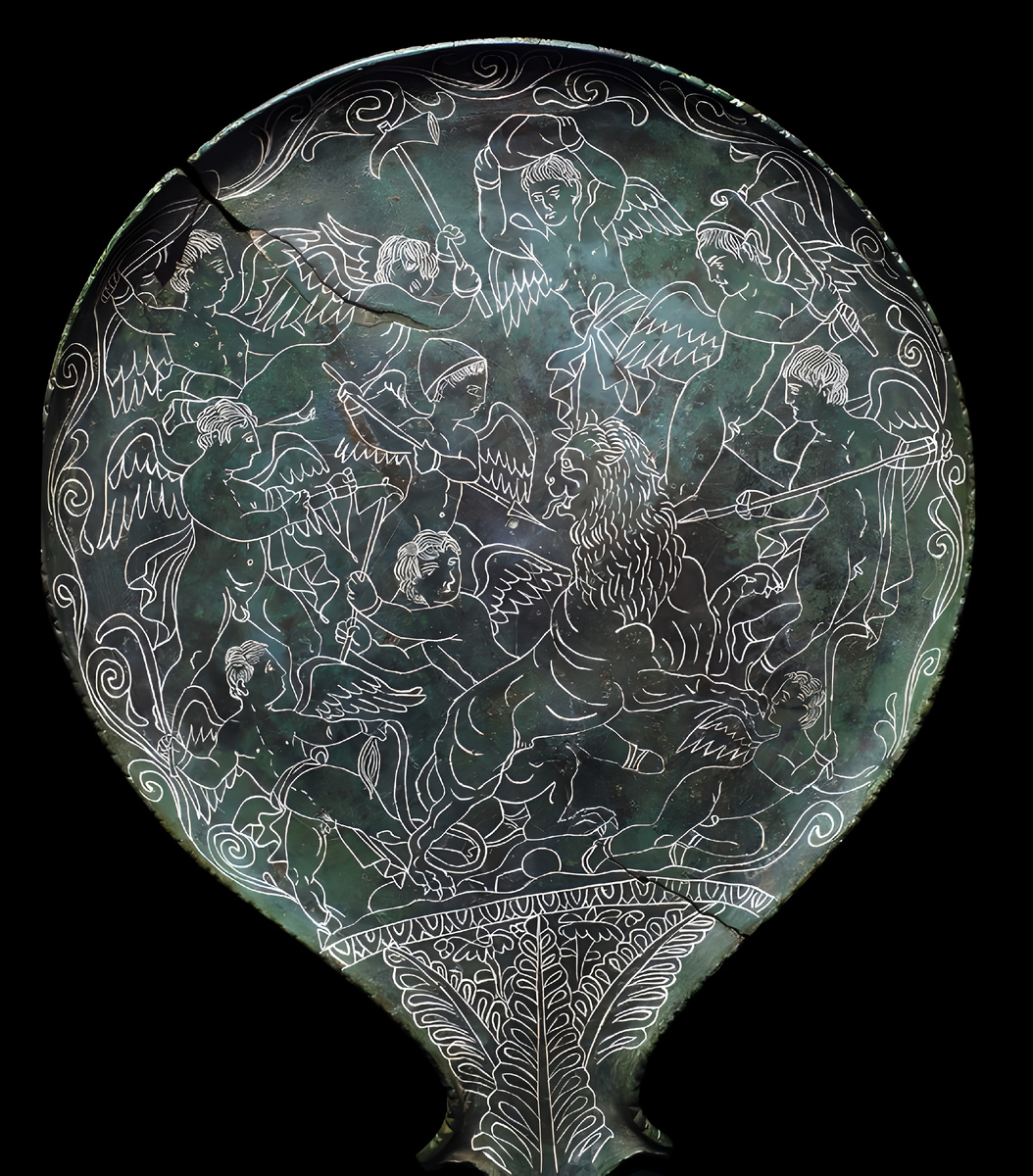 "Зеркало с эротами на охоте", национальнй музей Вилла Джулия, Рим. 