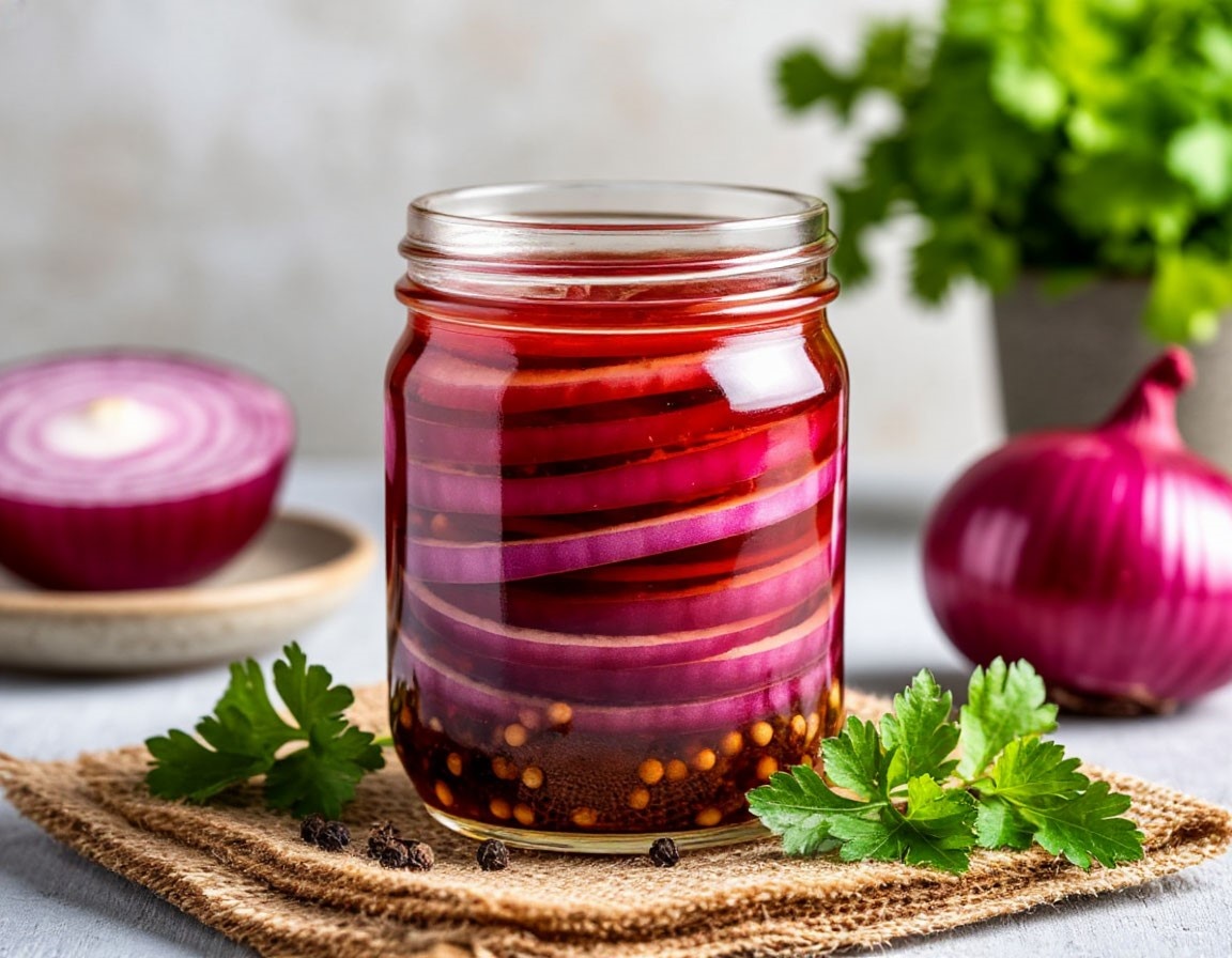 Кисло-сладкий маринованный лук с соевым соусом