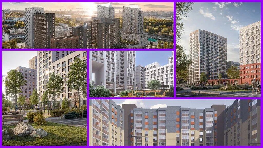 Коллаж с использованием рендеров «Ак Барс Дом», pik.ru, samolet.ru, наш.дом.рф