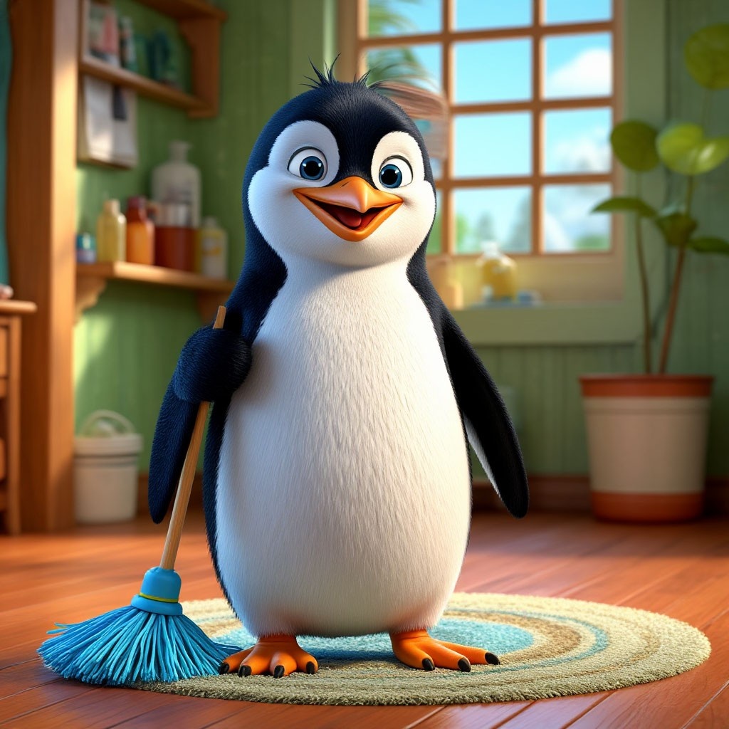 Шедеврум не знает тот самый мультфильм ((( поэтому вот такой получился пингвинчик. 