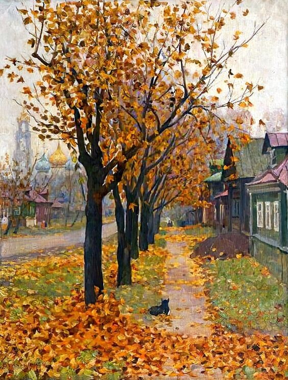 картина - В Загорске осень - Н. Барченков 1987 