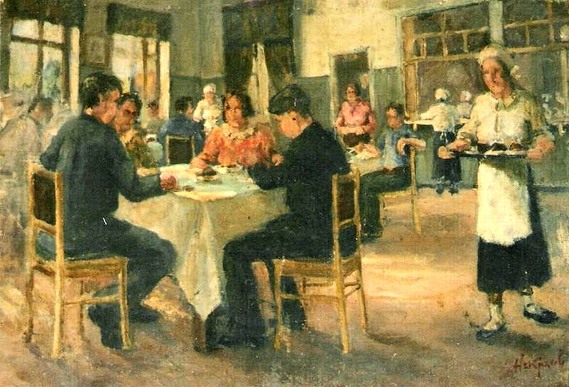 В.И.Некрасов. Заводская столовая. 1938.
