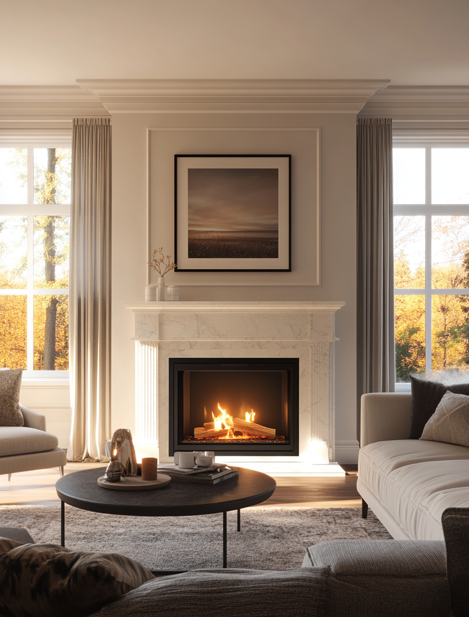    Каминокомплект Lumsden с очагом Brookline Black: как создать уют и стильный интерьер с эффектом живого огня Kamin