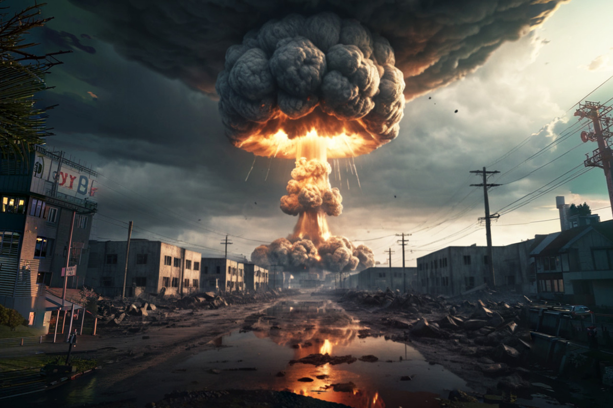 Многие эксперты предполагают, что самой вероятной причиной конца света станет всемирная ядерная война.  Фото: Изображение сгенерировано нейросетью Kandinsky 3.1