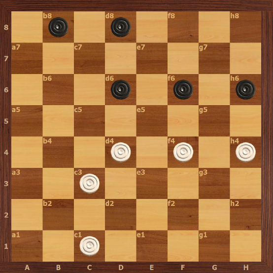 1…a7! (1…dc7? 2.fg5! 3.c5x) 2.b2! hg5! (2…dc5 3.fe5±) 3….c5 5.g5 6…g3=