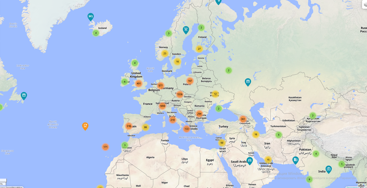 Скриншот с агрегатора BTC Map — https://btcmap.org/map#4/49.49667/16.69922