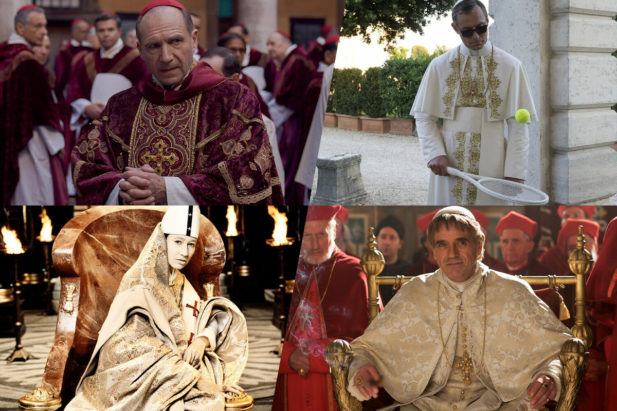 Кадры из фильмов «Конлкав», «Иоанна — женщина на папском престоле» и сериалов «Молодой папа», «Борджиа» ©FilmNation Entertainment/HBO/Summit Entertainment/Amblin Entertainment