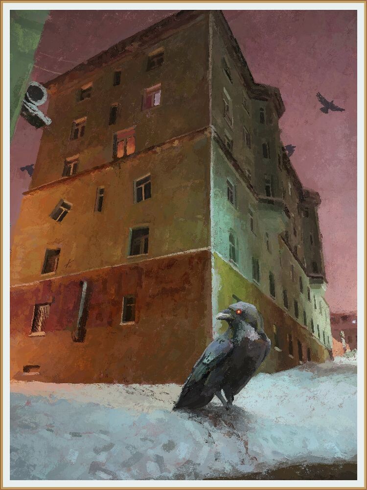 КАРТИНА ХУДОЖНИКА КЛИМА НОВОСЕЛЬЦЕВА / Klim Novoseltsev /  " РЕЙВЕН - СТРИТ "