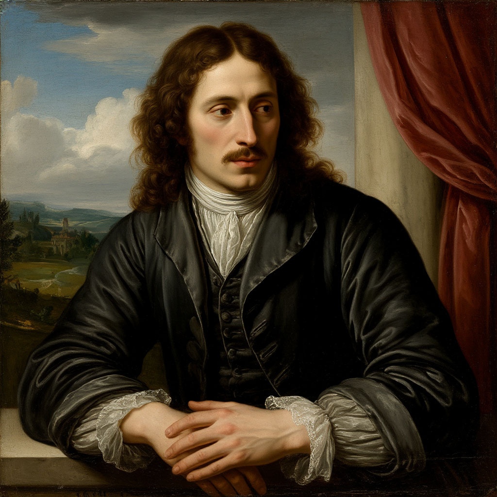 Это мы с Шедеврумом сотворили относительно похожий портрет Ларошфуко. Только ещё меланхолии добавили