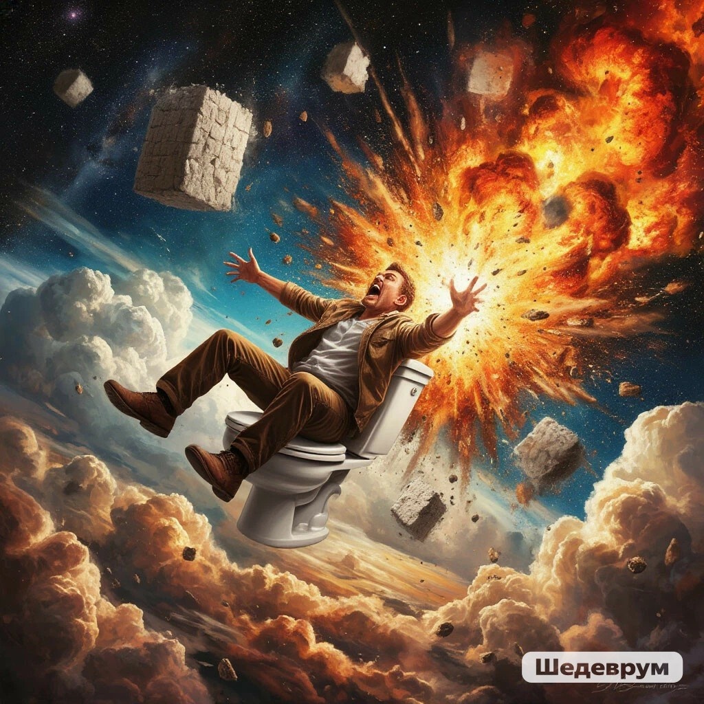 Сгенерировано ИИ. Вот так в космос на пукане