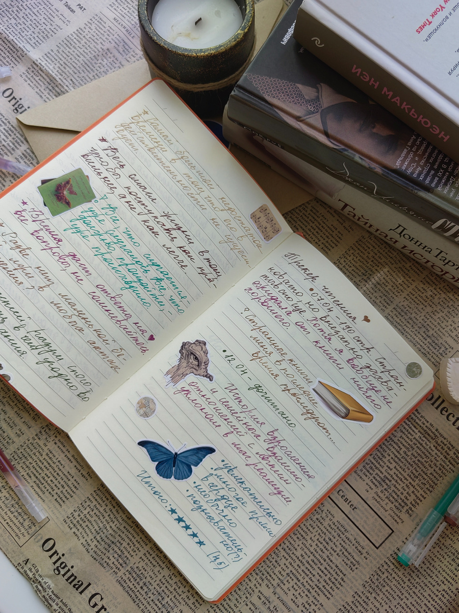 Разворот моего книжного дневника 