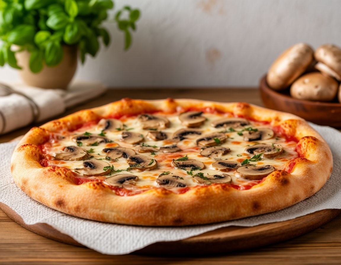 Пицца с помидором и грибами