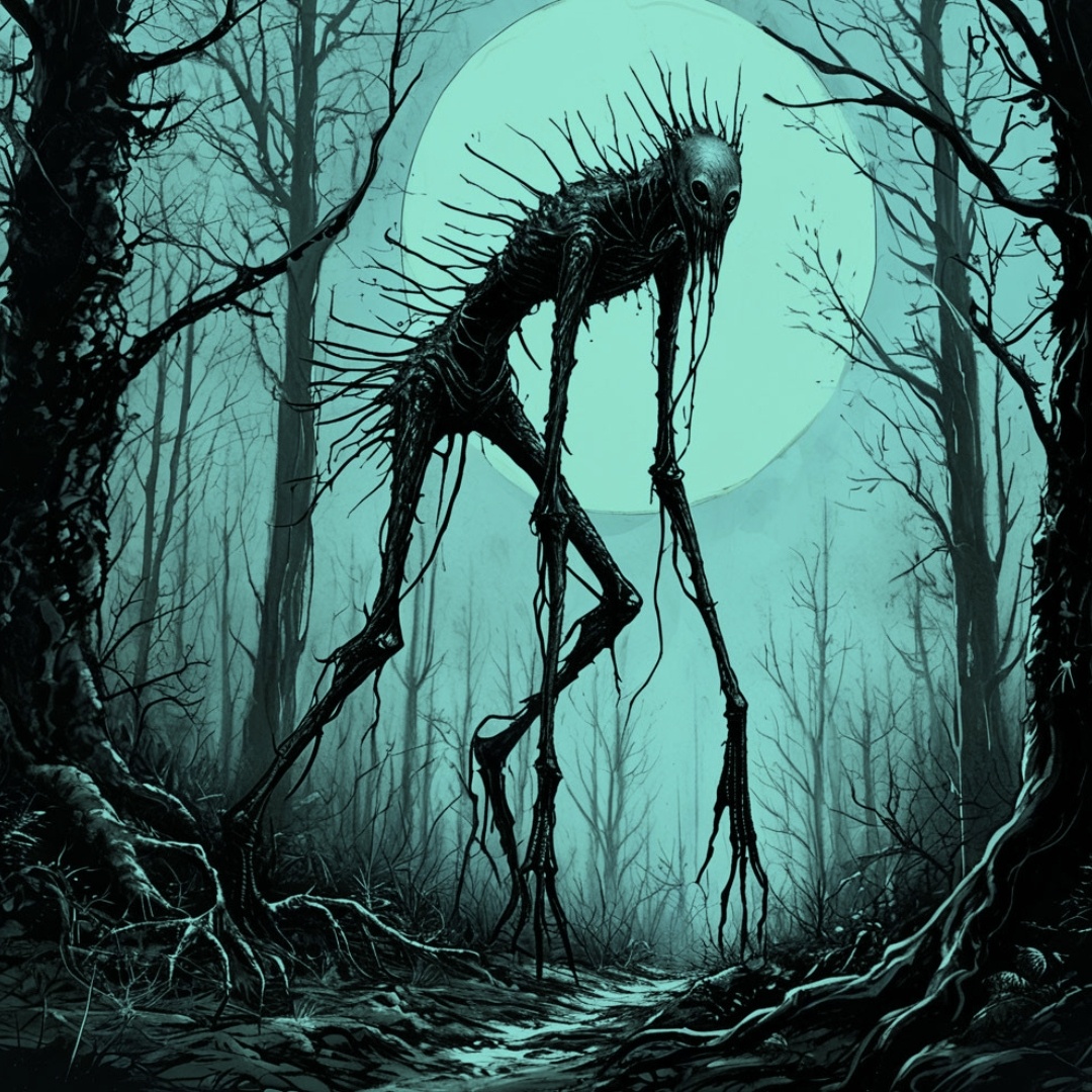 Что-то высокое. Тонкое. Кости, обтянутые кожей. Зубы, как иглы.