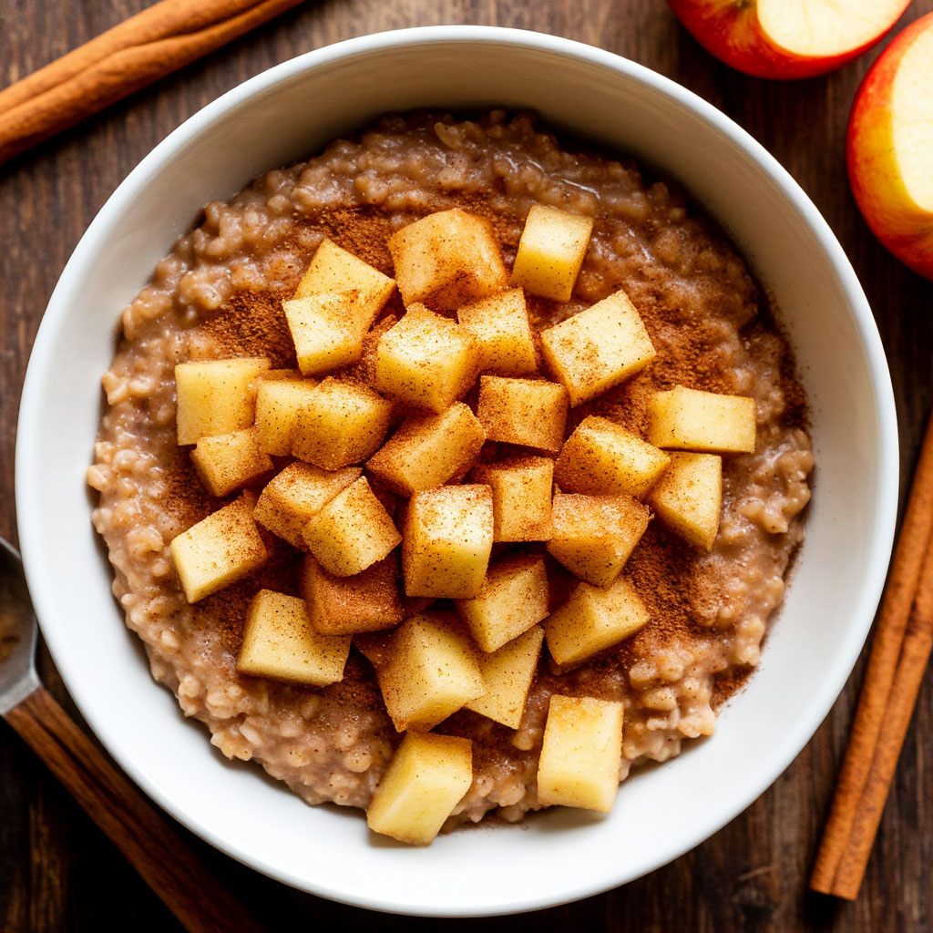Каша из полбы с яблоками и корицей