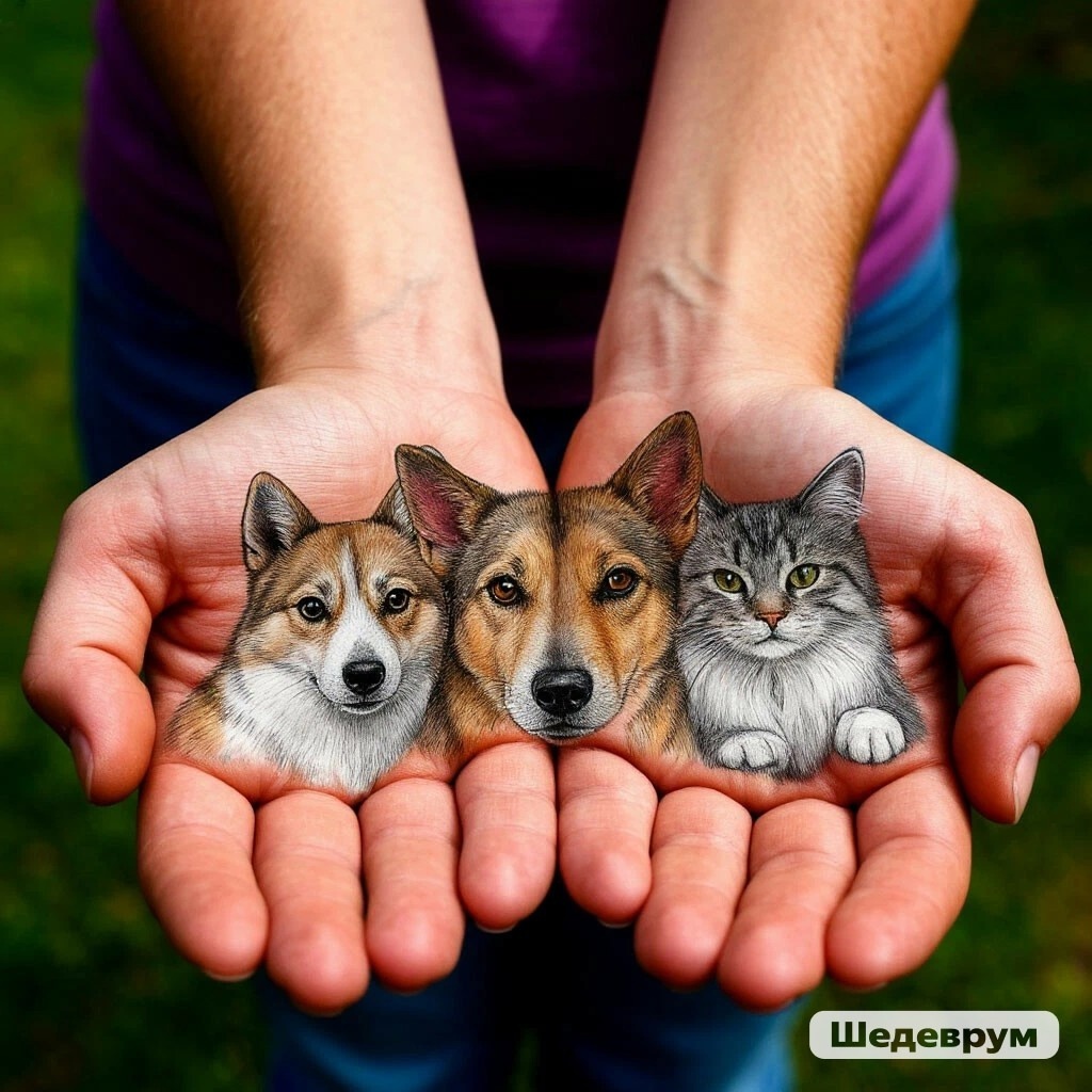 рисунки животных на руках