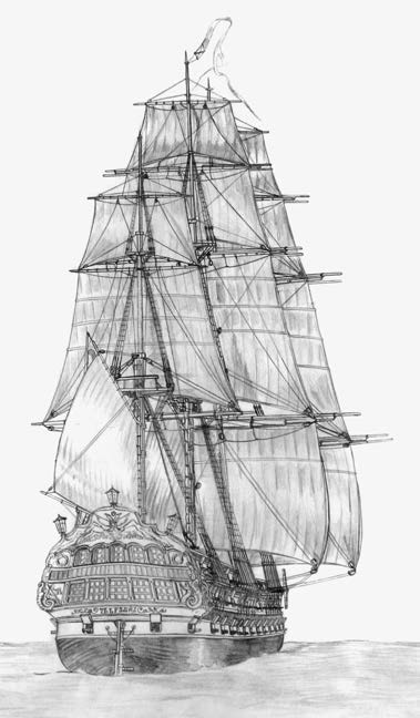 84-пушечный корабль «Твердый» — флагман                                                                                 вице-адмирала Д.Н. Сенявина в кампании 1807 года