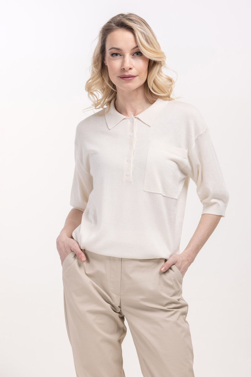 Джемпер-поло из шелка и кашемира от KHAN.CASHMERE