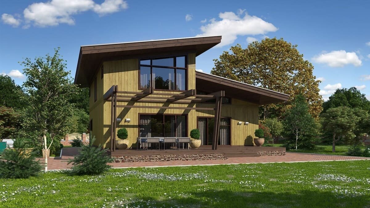 Двухэтажный загородный дом по проекту "Алхелиум" компании NATURI