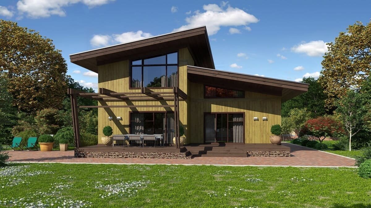 Внешний вид загородного двухэтажного дома "Алхелиум" от NATURI