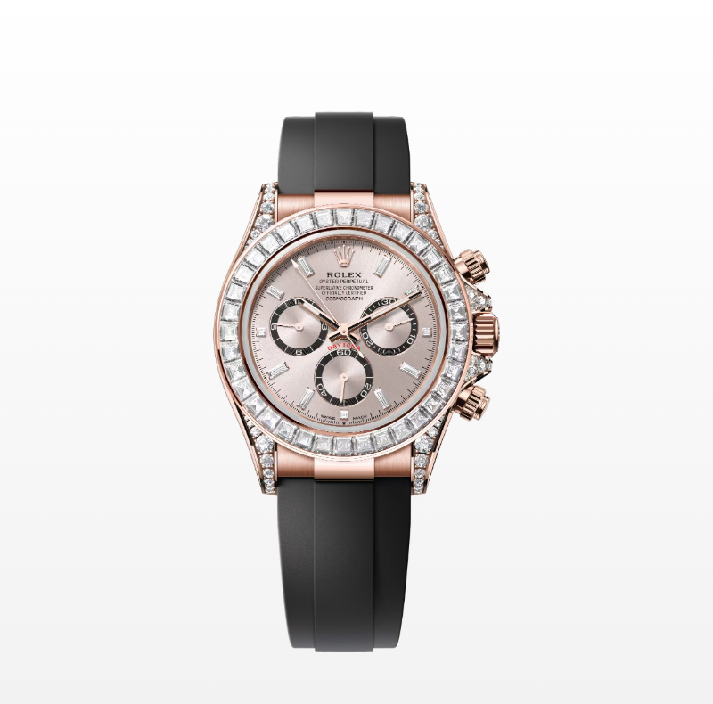 Rolex с белыми бриллиантами огранки принцесса по безелю.