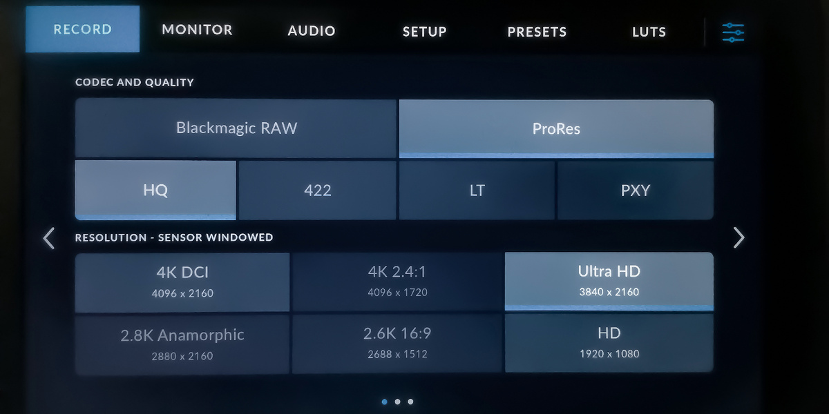 Настройки качества кодека ProRes