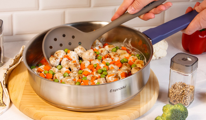 Шумовка Sense, сотейник Lila, емкость для специй Gris