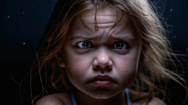     Девочка плачет. fusionbrain.ai