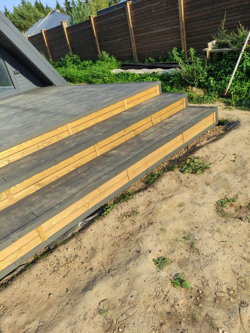 угловая терраса дпк со ступенями ТехноПарк ДПК