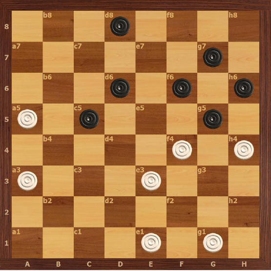 1.ab6! 2.gf2 dc7 3.d2 cb6 4. c3 5. cd4x