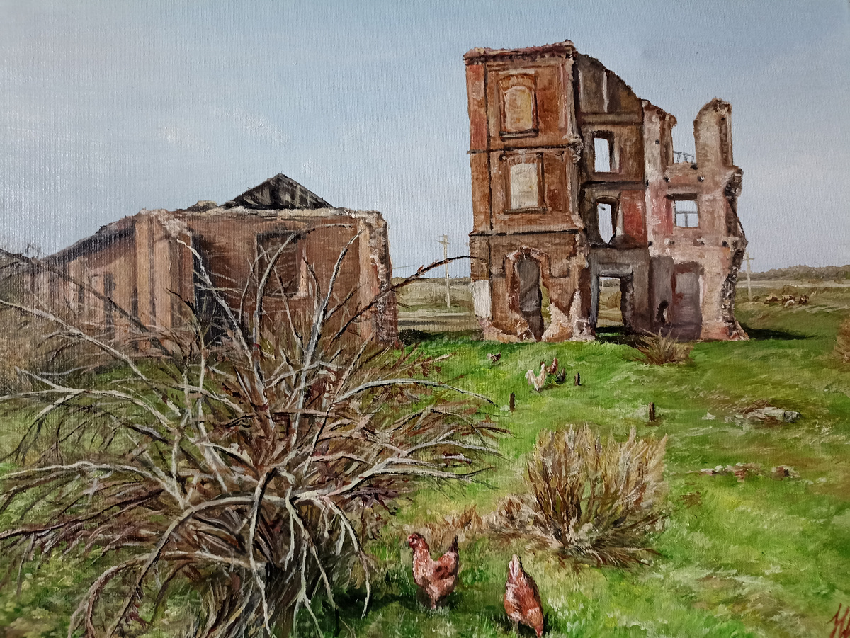 "На осколках ушедшей эпохи", Н. Швецова, мпсло/холст, 40*50 см