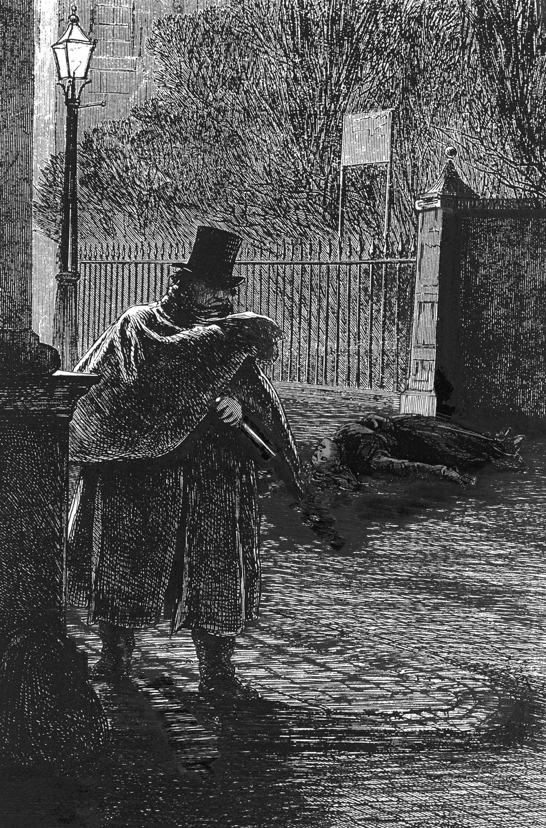 Личность Джека-Потрошителя на протяжении 140 лет вызывала споры и домыслы, а также стала причиной многочисленных портретов таинственного убийцы, включая эту современную гравюру из коллекции Дональда Рамбелоу.