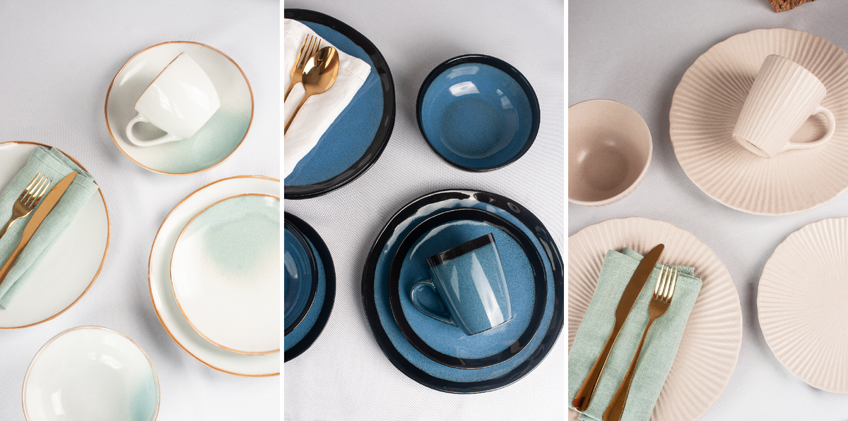 Столовые наборы из керамики "Айсберг", "Неон", "Паола". бренд JEWEL