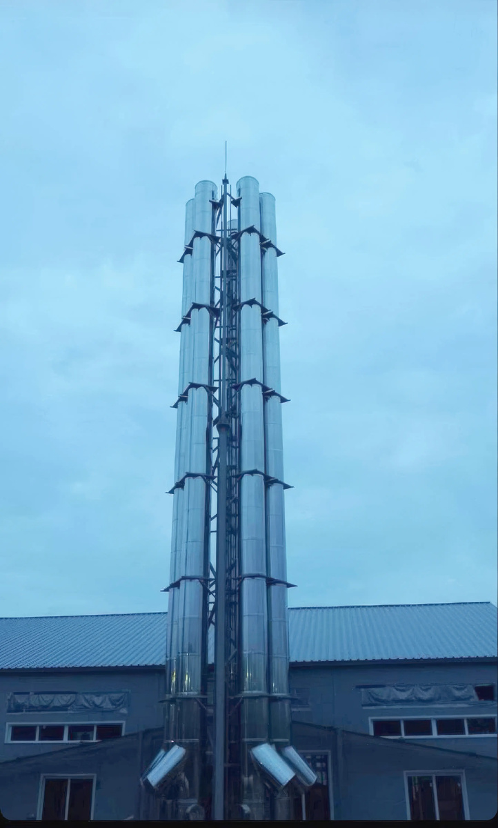 Дымовая труба производства УЗДМ, высота 22 метра, 4-х ствольная. г. Жигулевск, котельная №25