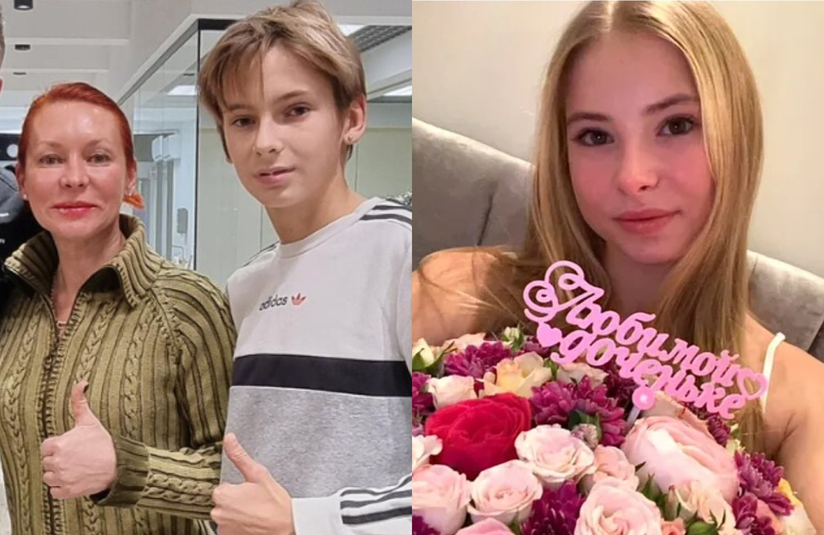 на фото Марина Анисина с сыном и дочерью 