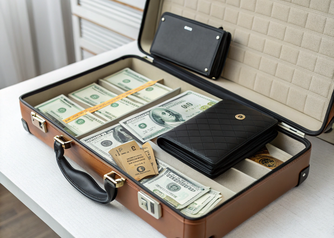 Фото чемодана с долларами