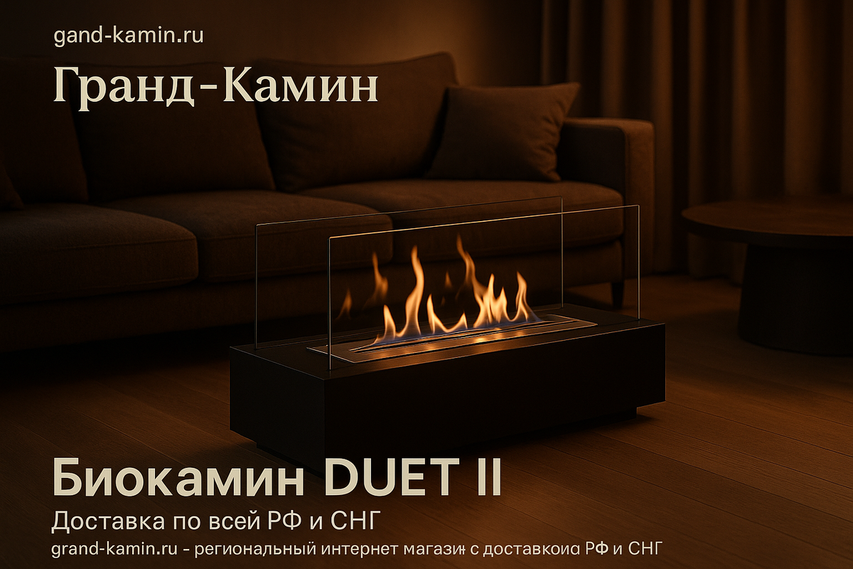    Как биокамин Duet II от Grand Kamin изменит ваш дом: удобство, стиль и экология на первом месте Kamin