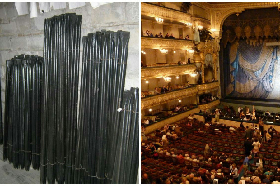 Ломы (слева). Театр (справа)