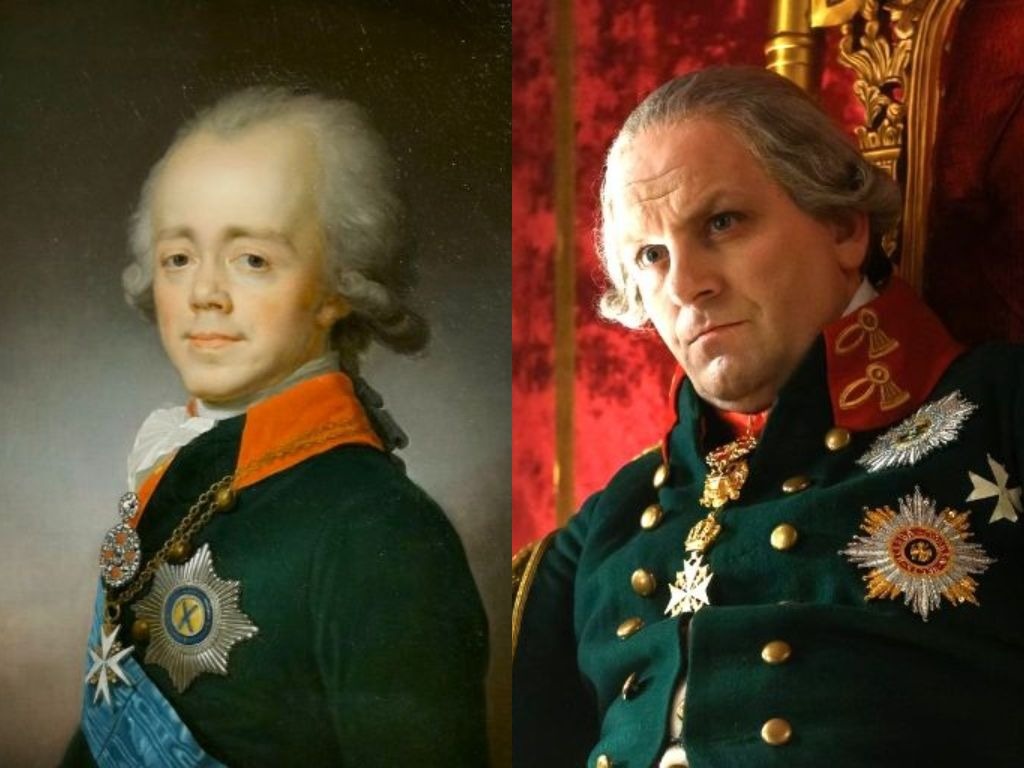 Император Павел I и артист Федор Лавров в роли Павла I в сериале "Александр I"